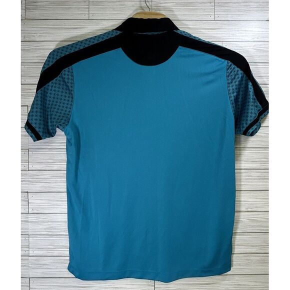 Pin High Men's Performance Golf Polo Sz XL Teal/Black Quick Dry Polyester - Picture 3 of 9